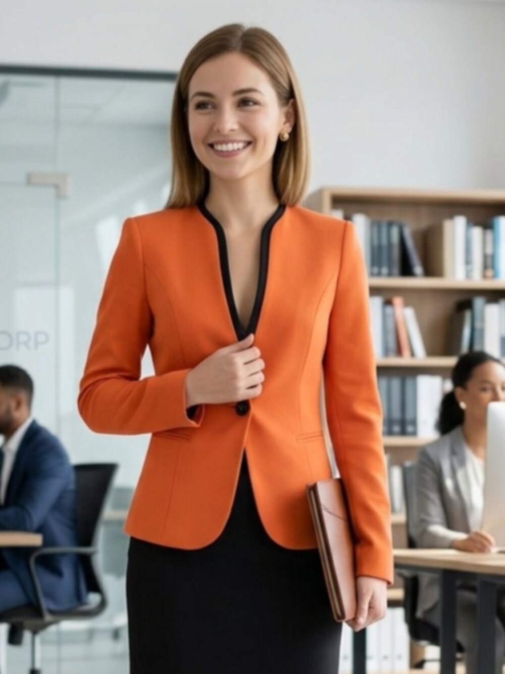 ShangVa Fashion Orange Blazer